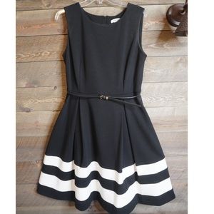Calvin Klein Black and White Skater Dress